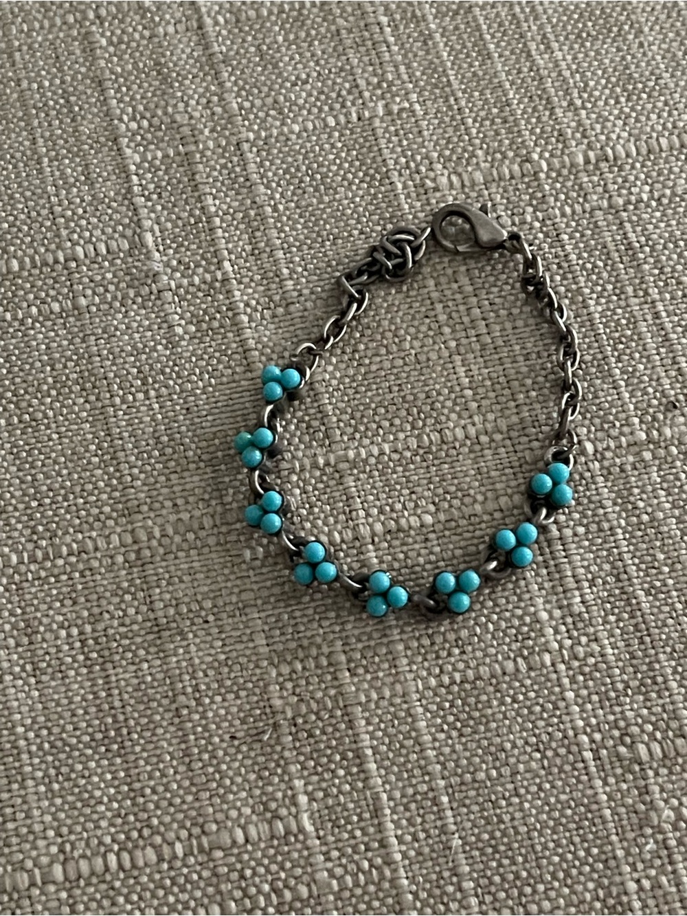 Turquoise Bead Floral Chain Bracelet - Women Jewelry - Picture 7 of 7